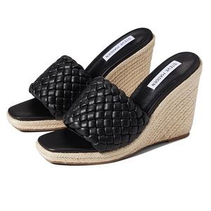 Steve Madden Udele Wedge Sandal, Black, Size 6.5 New with Tags